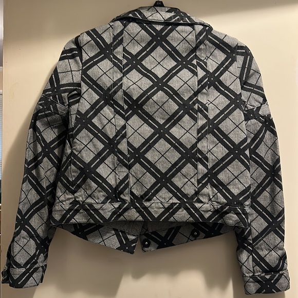 L.A.M.B fall 2007 Gwen Stefani b&w plaid moto jacket size 10 - Picture 4 of 6
